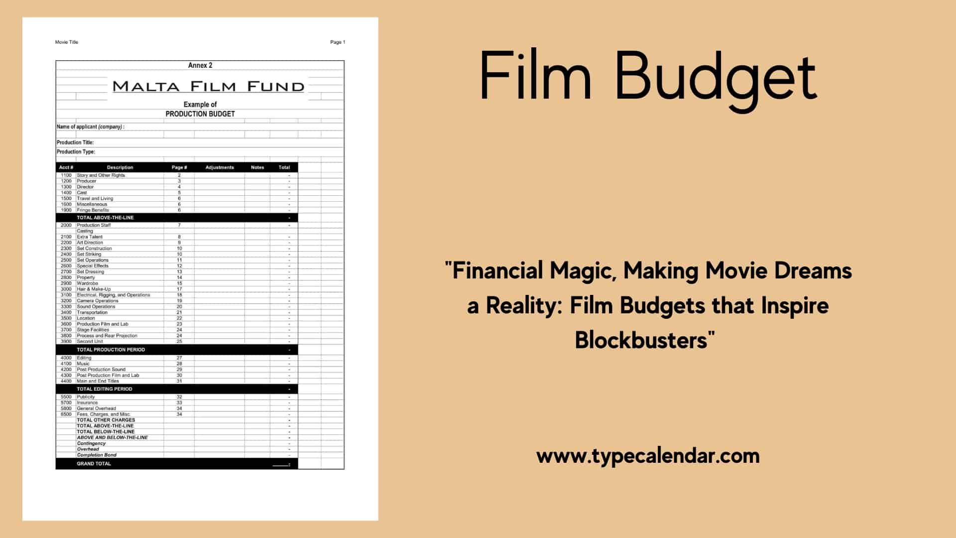 Free Printable Film Budget Templates (Word, Excel, Pdf) inside Film Budget Template Sample