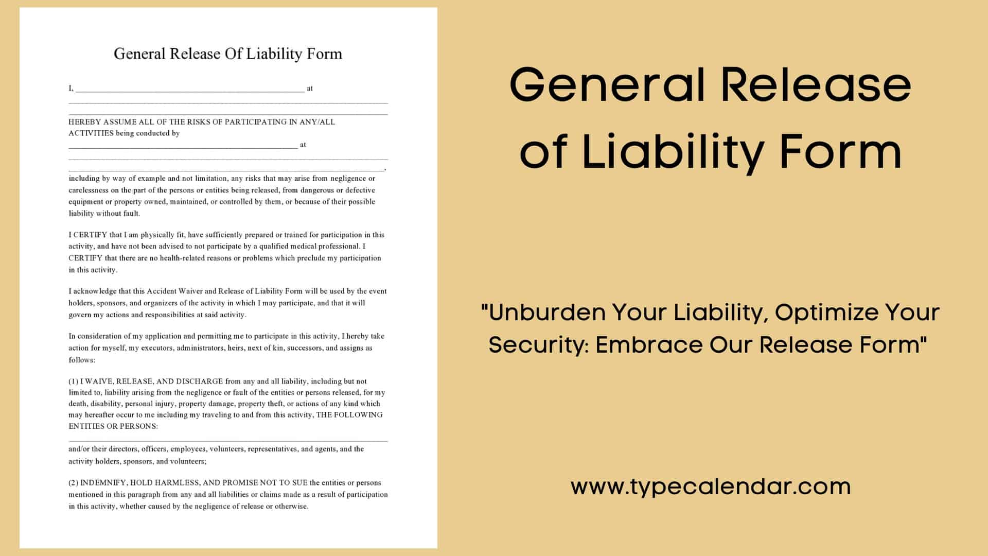 Free Printable General Release Of Liability Form Templates [Pdf, Word] with Free Mutual Release Sample Template