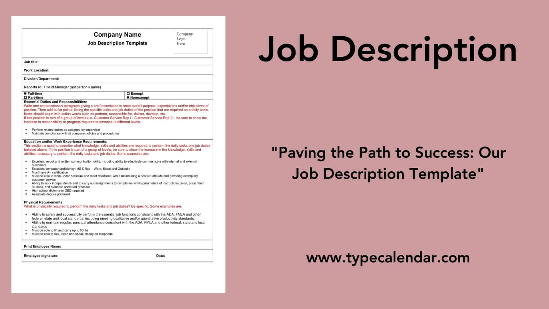 Free Printable Job Description Templates [Word, Pdf] Examples within Job Profile Template Sample