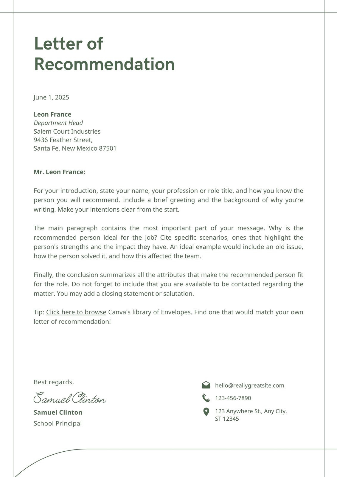 Free Printable Letter Of Recommendation Templates | Canva in Sample Professional Reference Letter Template