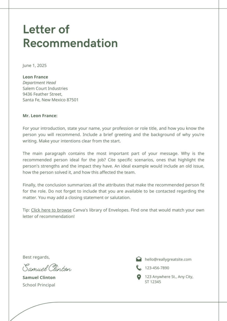 Business Recommendation Letter Sample Template