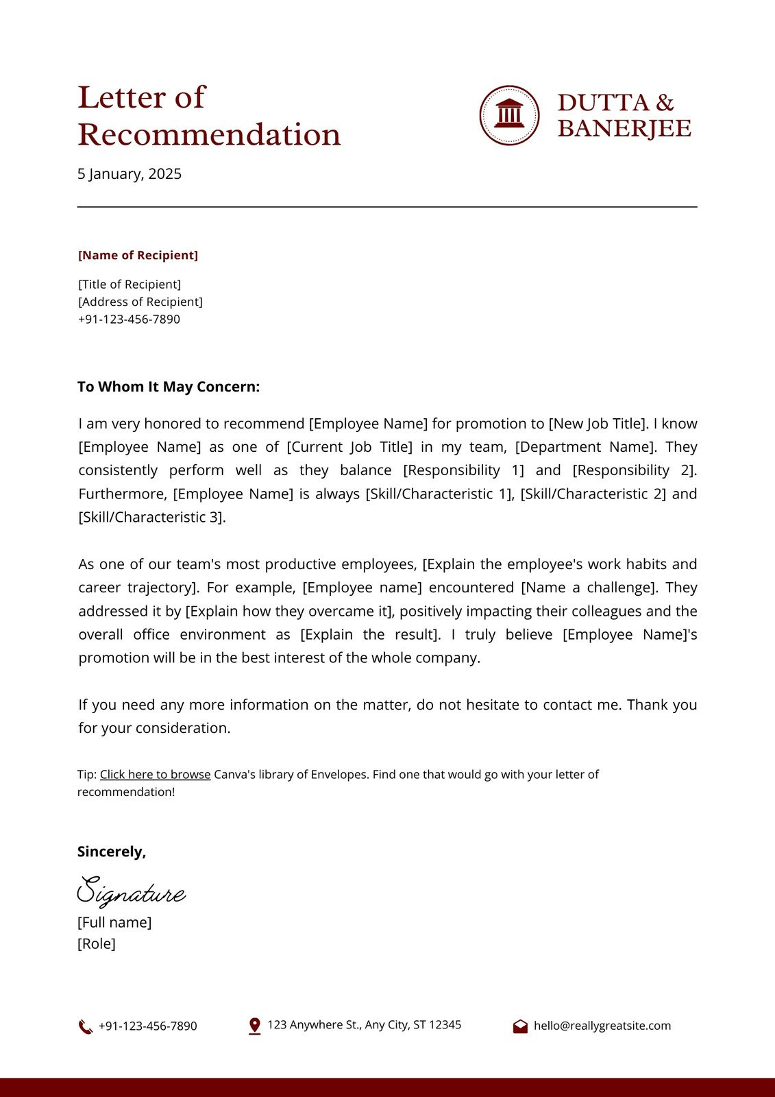 Free Printable Letter Of Recommendation Templates | Canva regarding Business Reference Letter Sample Template