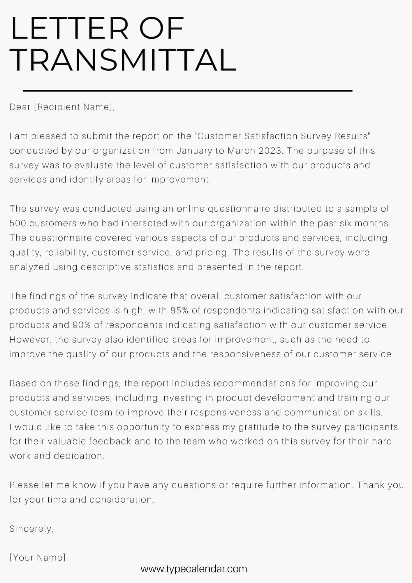 Free Printable Letter Of Transmittal Templates [Word, Excel] for Transmittal Letter Template Sample