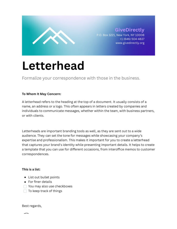 Business Letterhead Sample Templates