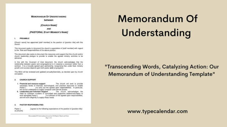 Memorandum of Understanding Template Sample