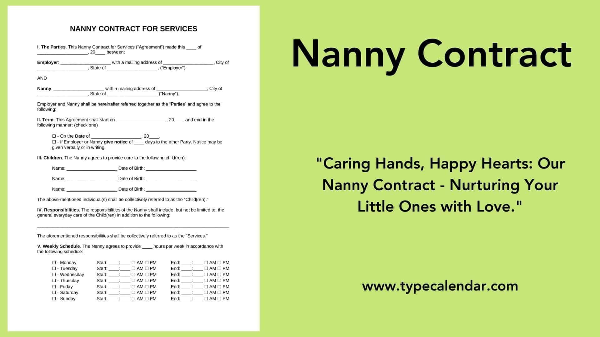Free Printable Nanny Contract Agreement Templates [Pdf, Word] Sample with Nanny Contract Sample Template