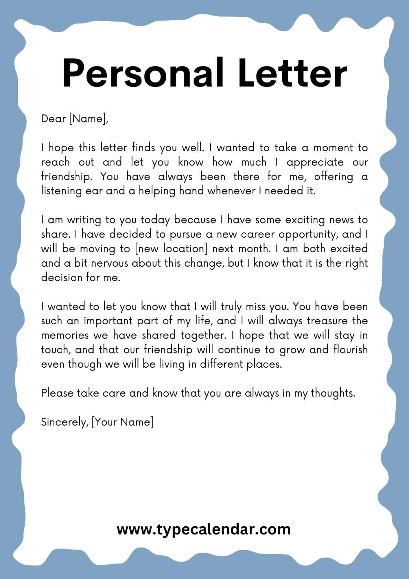 Free Printable Personal Letter Templates [Word, Pdf] regarding Letter Sample Templates