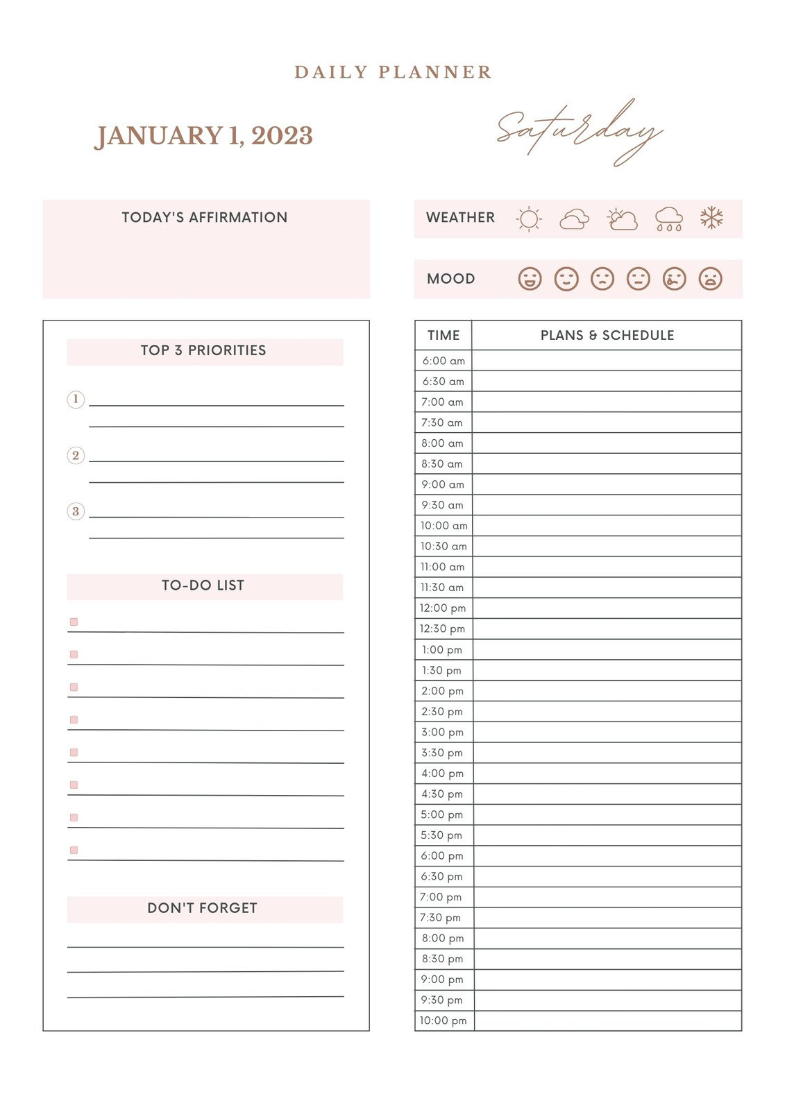 Free, Printable Planner Templates To Customize | Canva regarding Daily Planner Sample Template