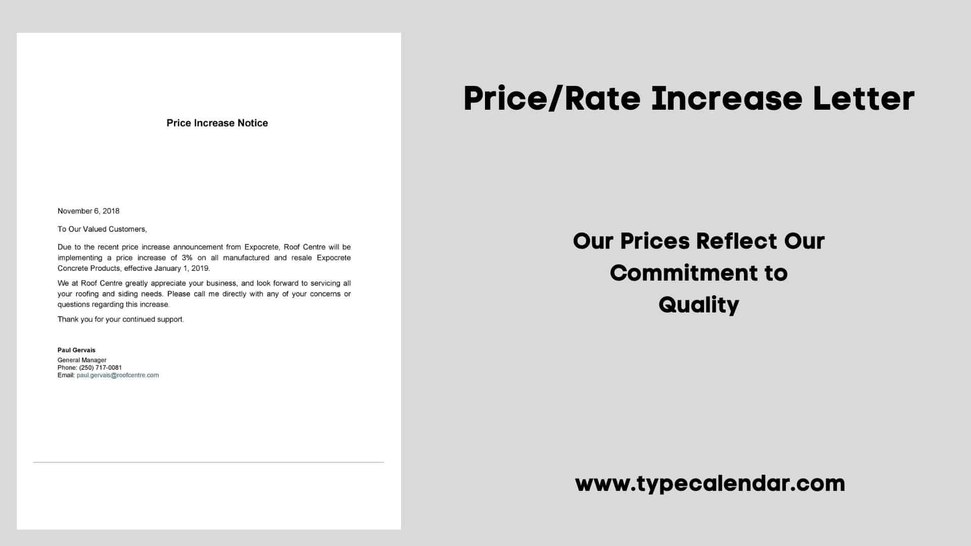 Free Printable Price/Rate Increase Letter Templates [Pdf, Excel intended for Free Price Increase Letter Sample Template