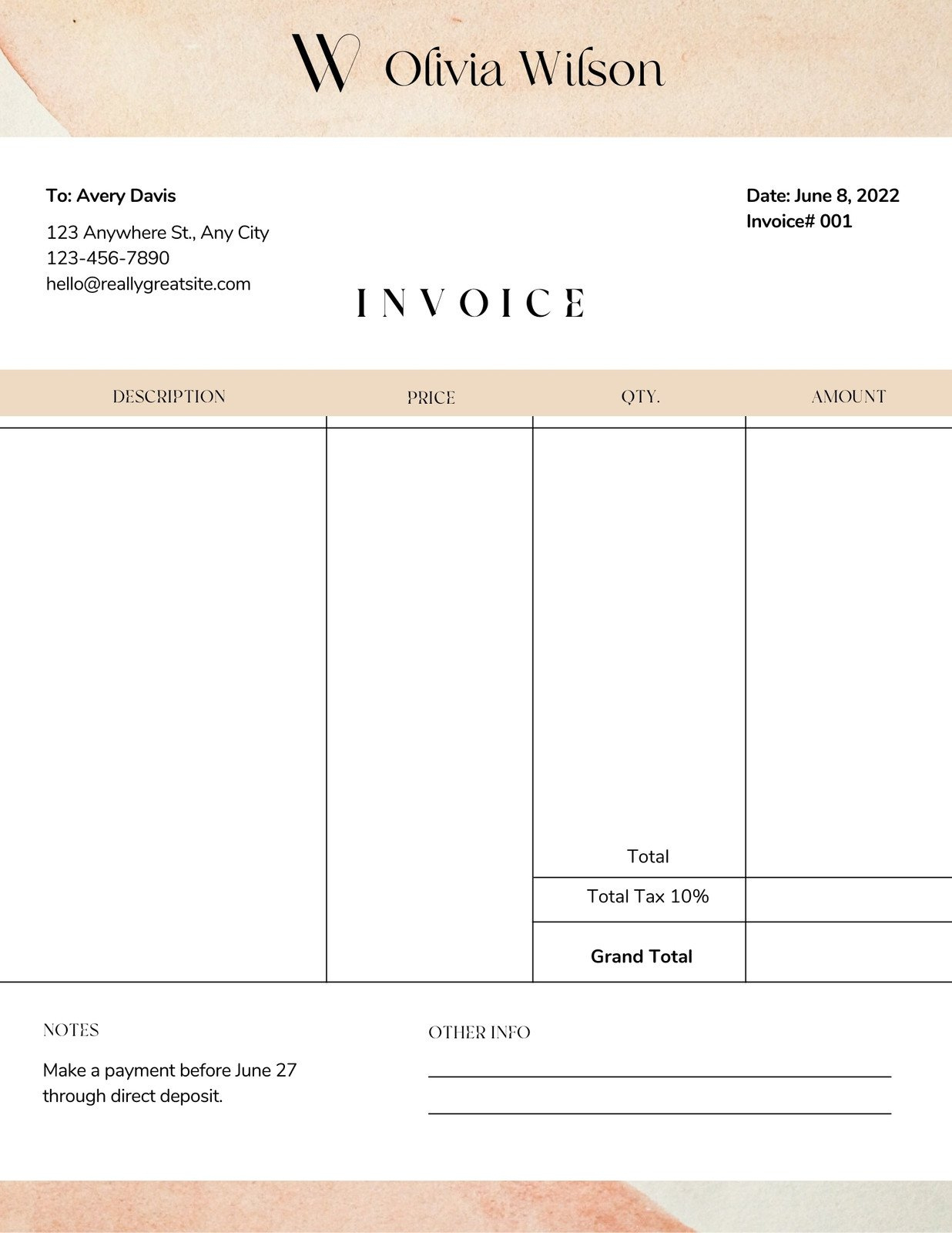 Free, Printable, Professional Invoice Templates To Customize | Canva intended for Service Invoice Sample Template