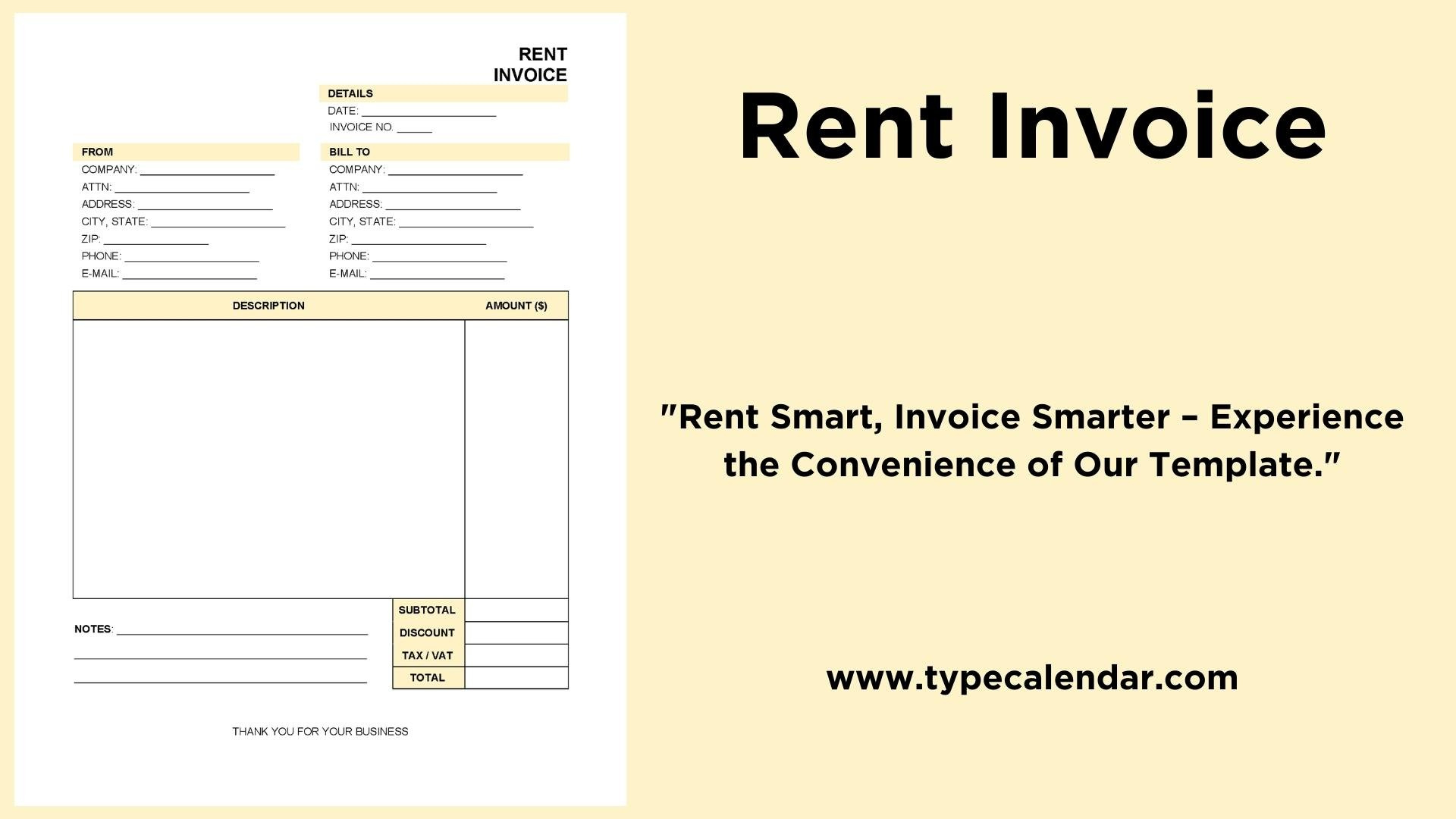 Free Printable Rent Invoice Templates [Word, Excel, Pdf] intended for Rent Invoice Sample Template