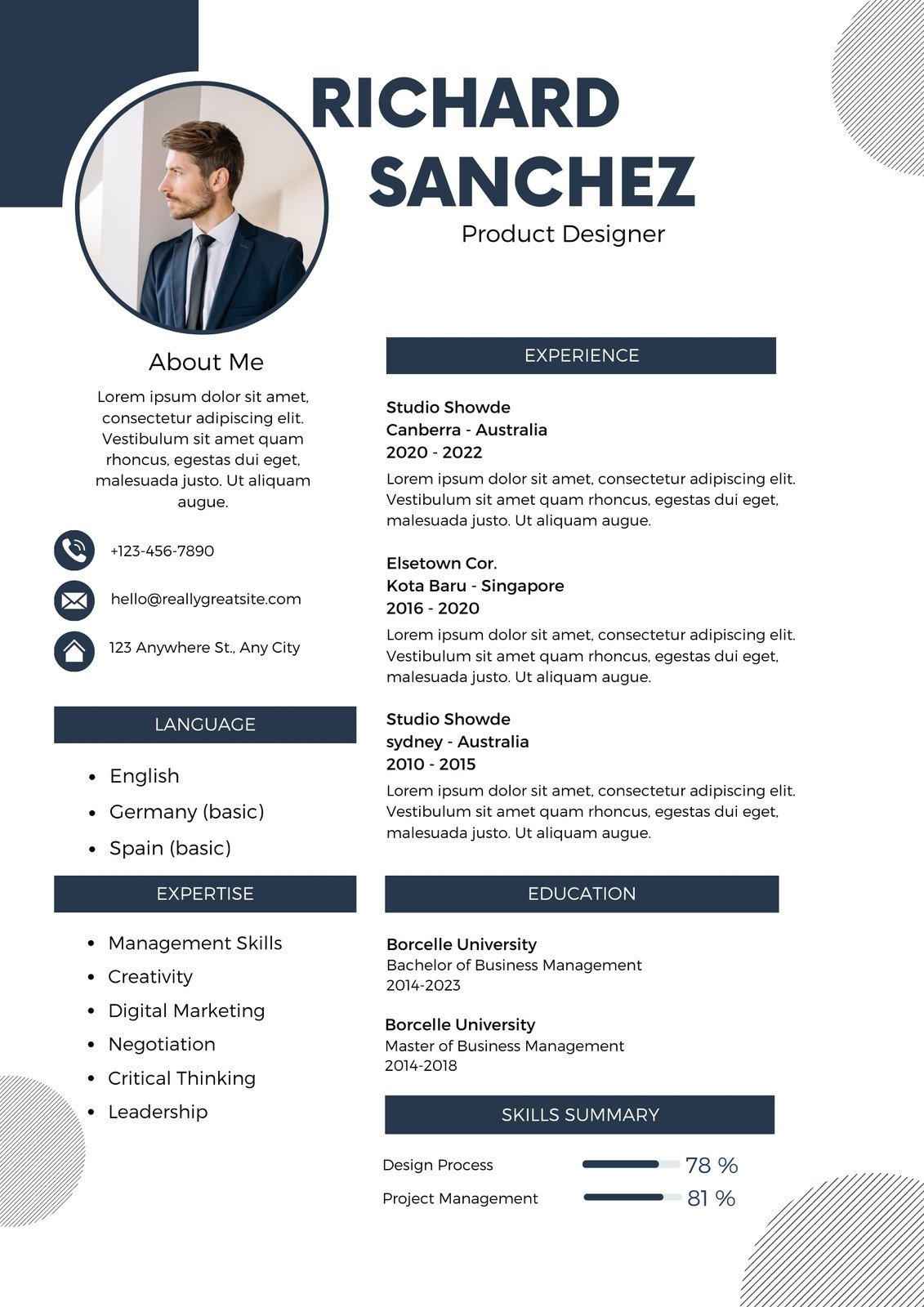 Free Printable Resume Templates You Can Customize | Canva for Curriculum Vitae Template Sample