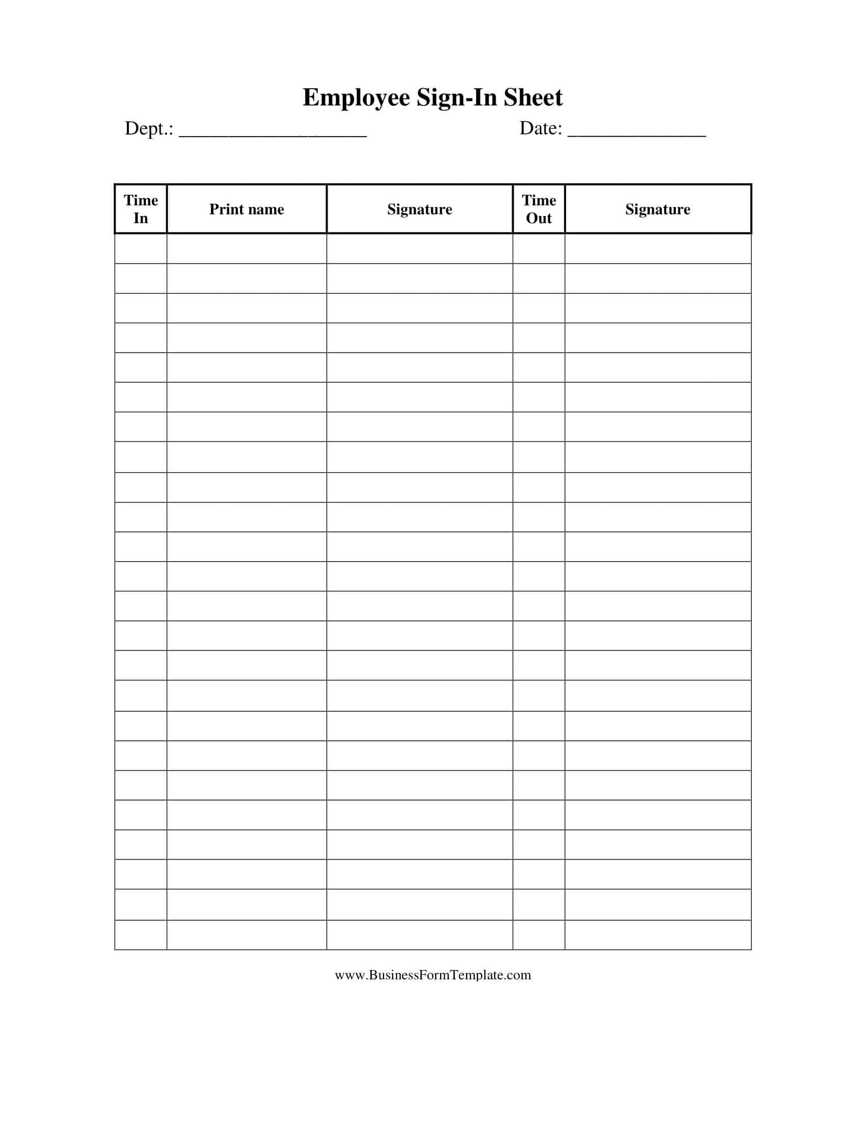 Free Printable Sign In And Out Sheet Templates [Pdf, Word, Excel] throughout Sample Sign Out Sheet Template