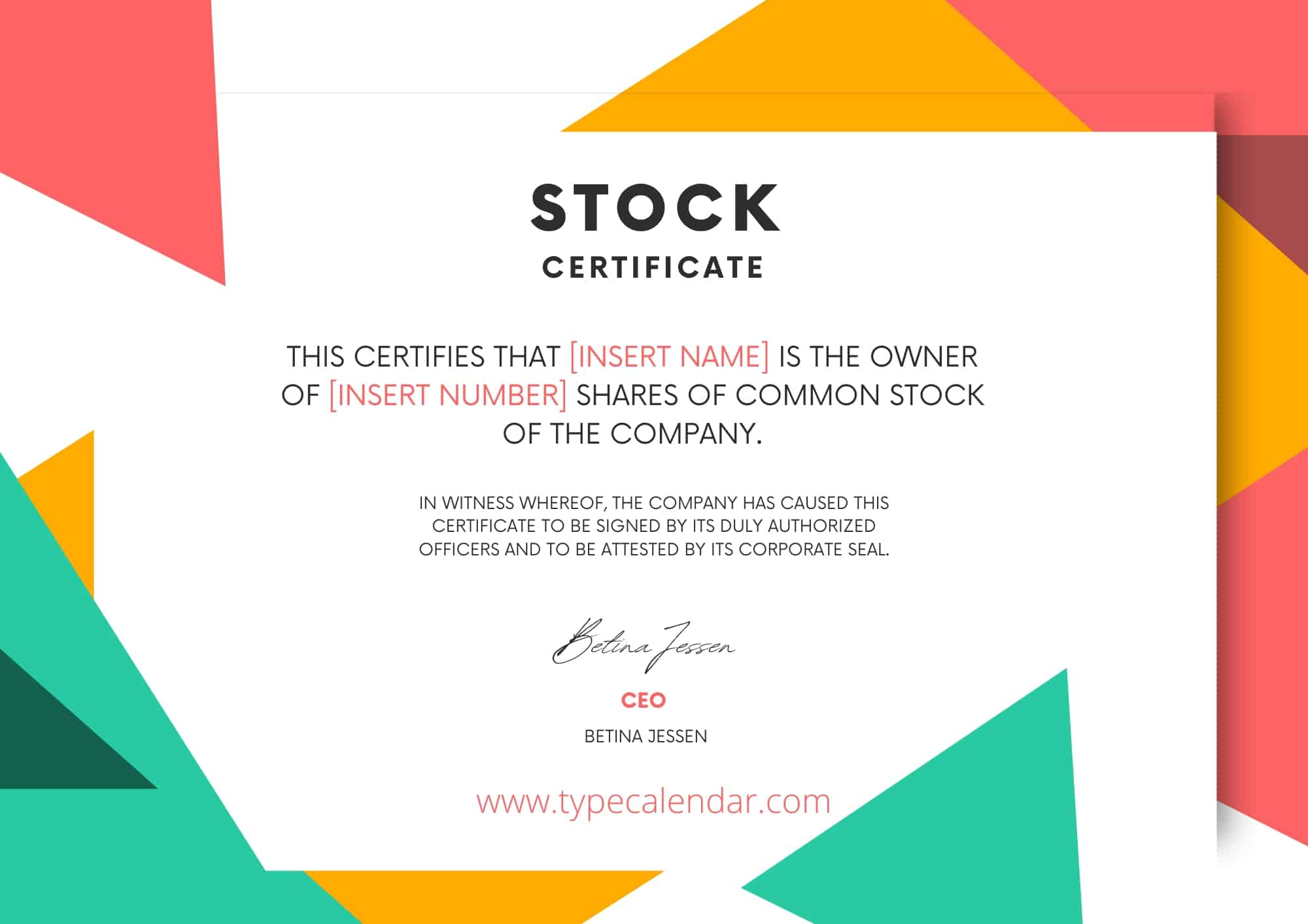 Free Printable Stock Certificate Templates [Pdf &amp;amp; Word] in Stock Certificate Template Sample