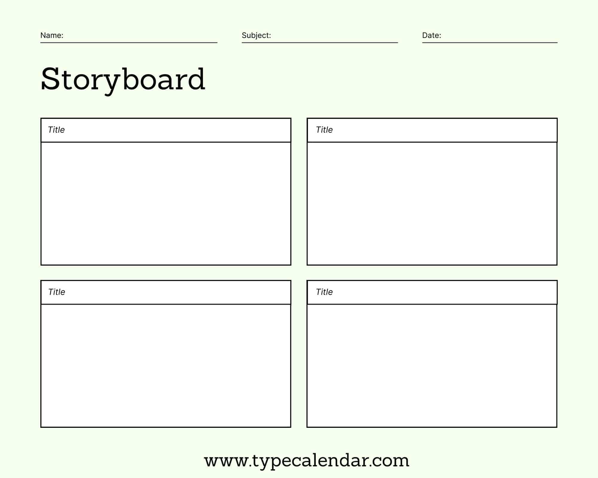 Free Printable Storyboard Templates [Pdf, Word] Blank Example for Storyboard Template Sample