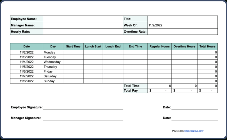 Employee Timesheet Sample Template