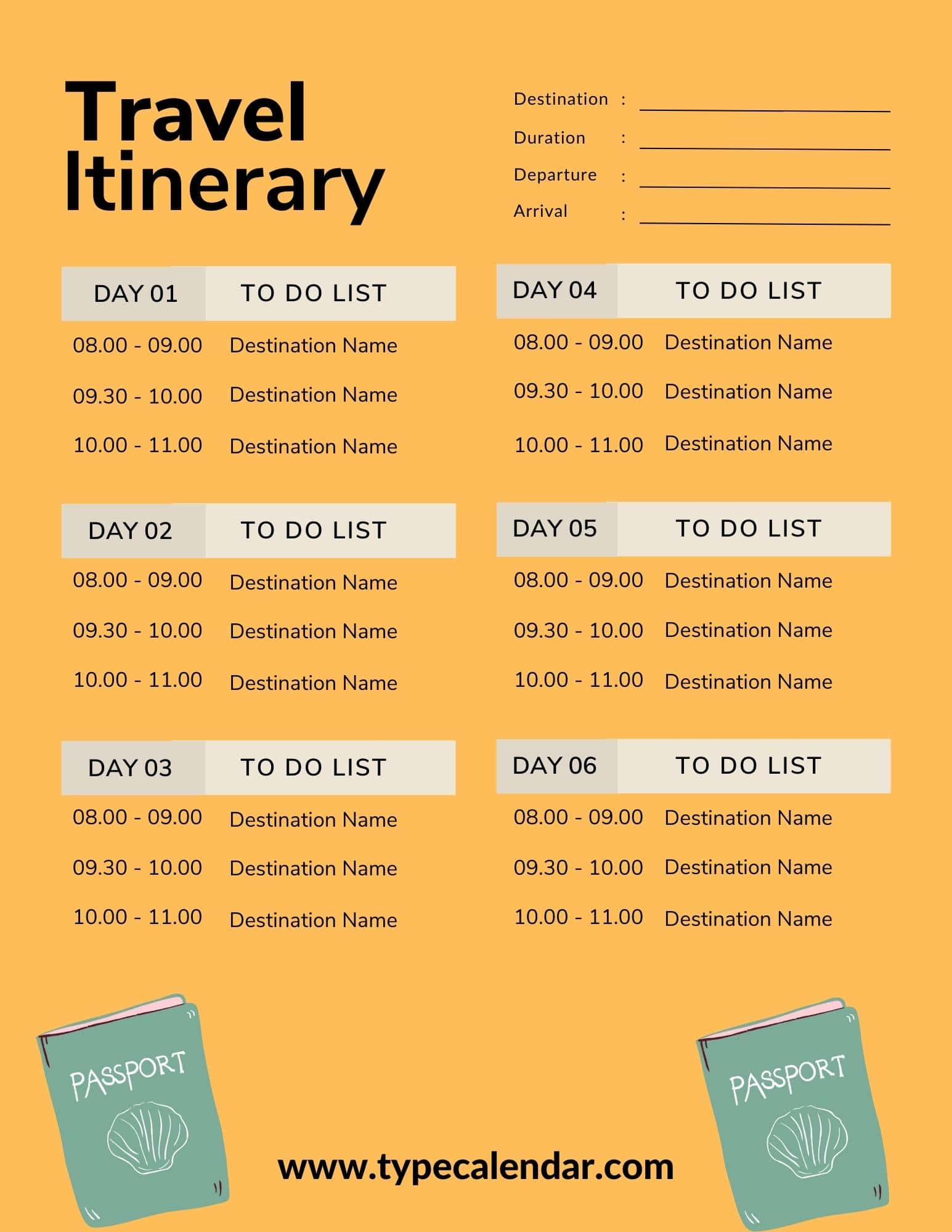 Free Printable Travel Itinerary Templates [Word, Excel] Executives with regard to Flight Itinerary Template Sample