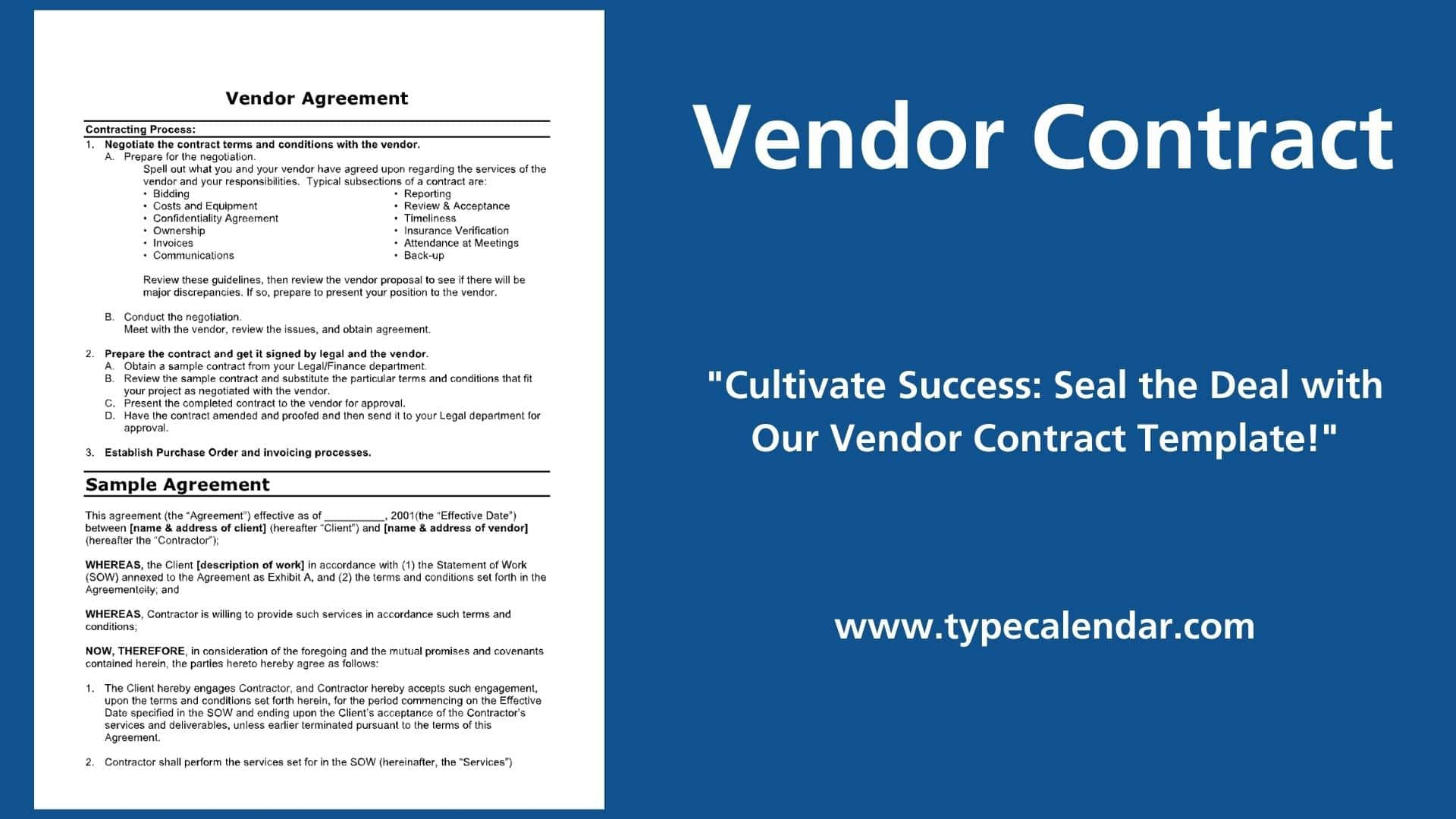 Free Printable Vendor Contract Templates [Word] Agreements throughout Vendor Agreement Sample Template