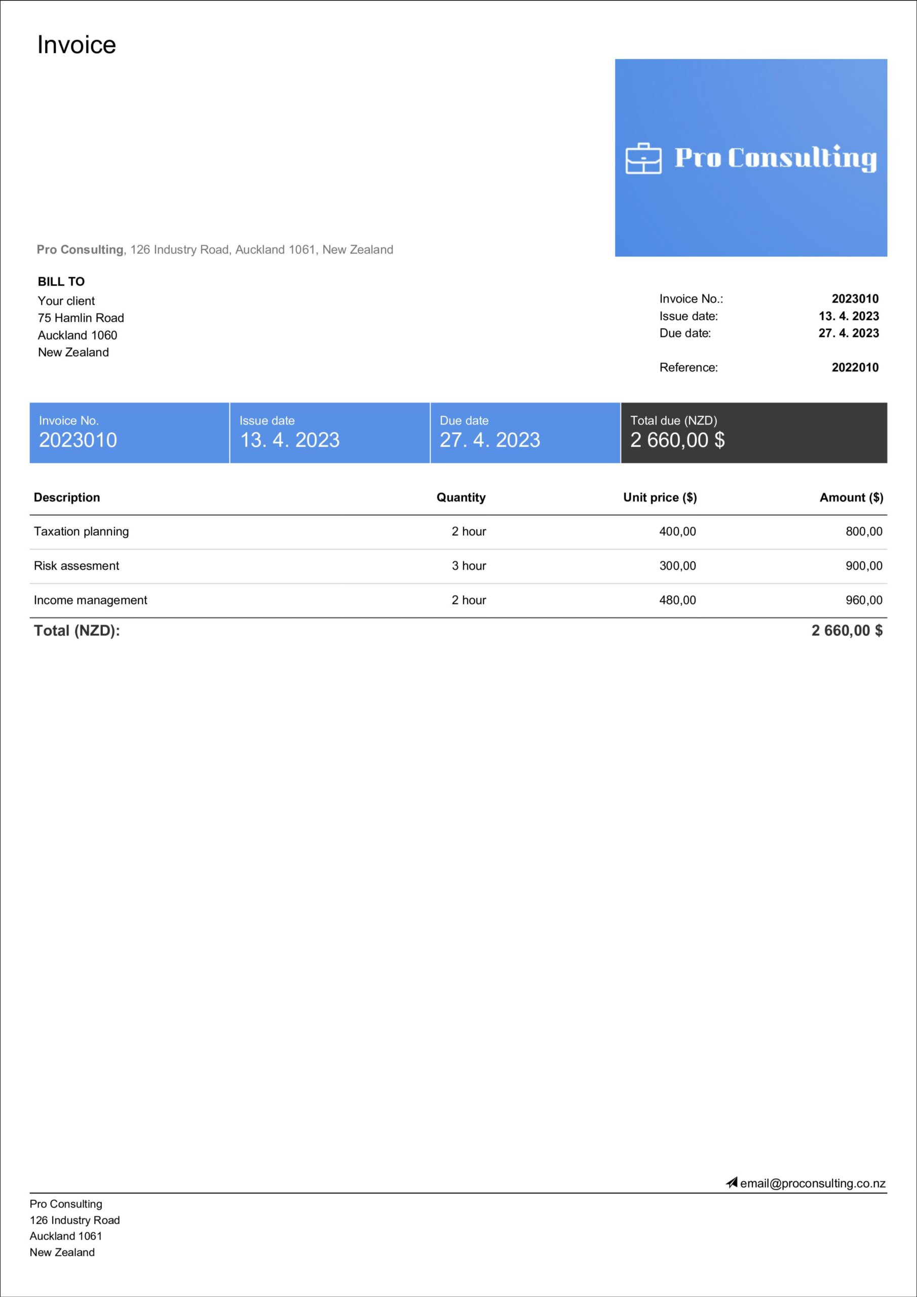 Free Professional Consulting Invoice Templates | Billdu with regard to Consulting Services Invoice Sample Template