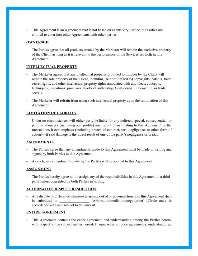 Free Professional Marketing Agreement Template For Download within Sample Advertising Contract Template