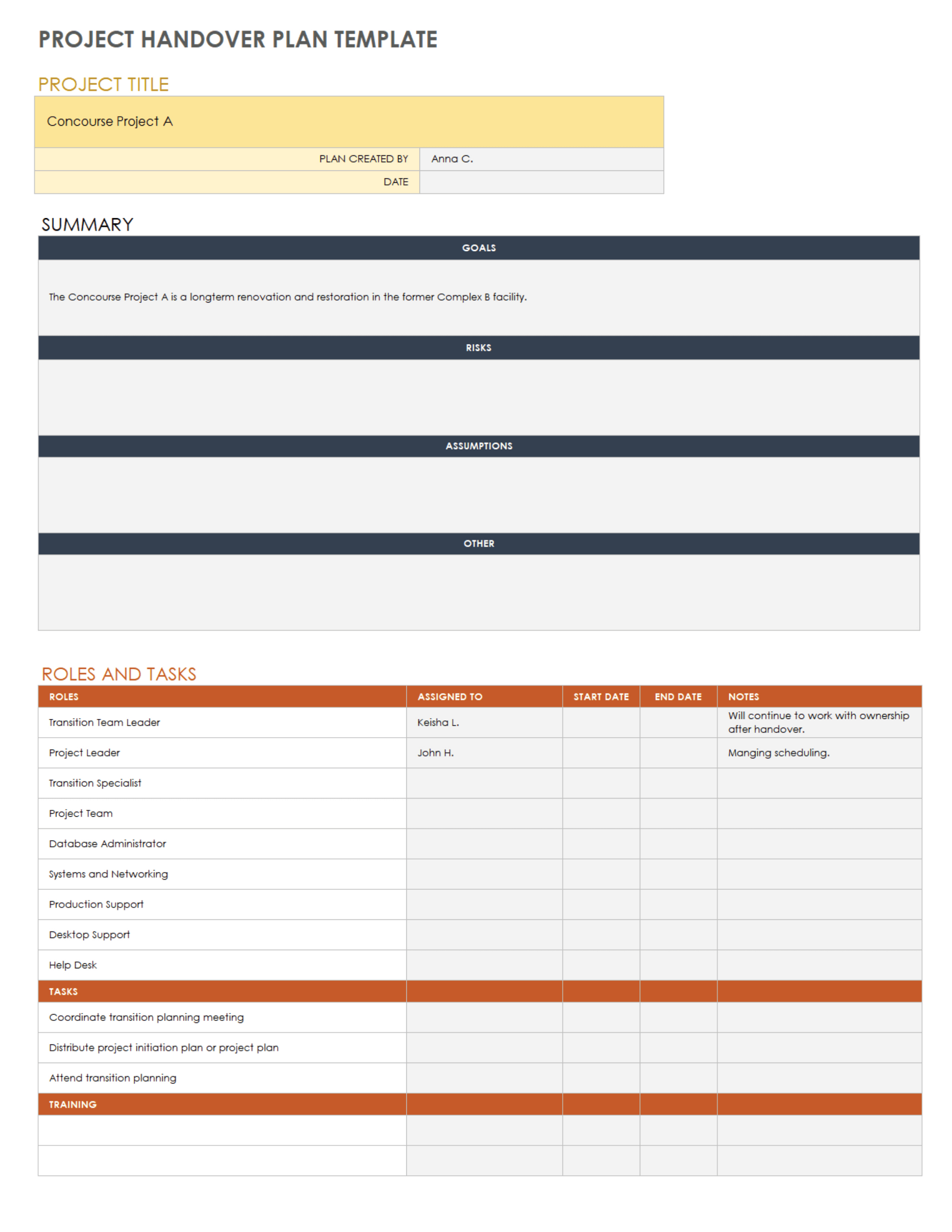 Free Project Handover Templates | Smartsheet intended for Handover Report Sample Template