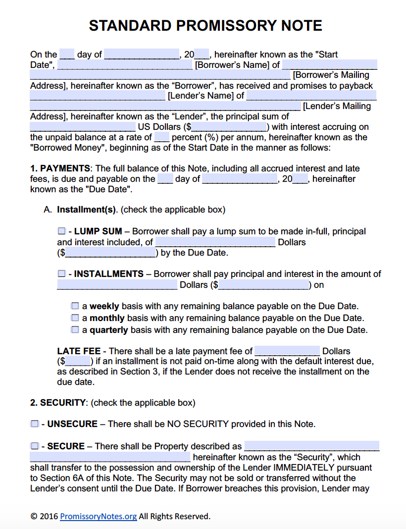 Free Promissory Note Template - Adobe Pdf &amp;amp; Microsoft Word with regard to Free Promissory Note Sample Template