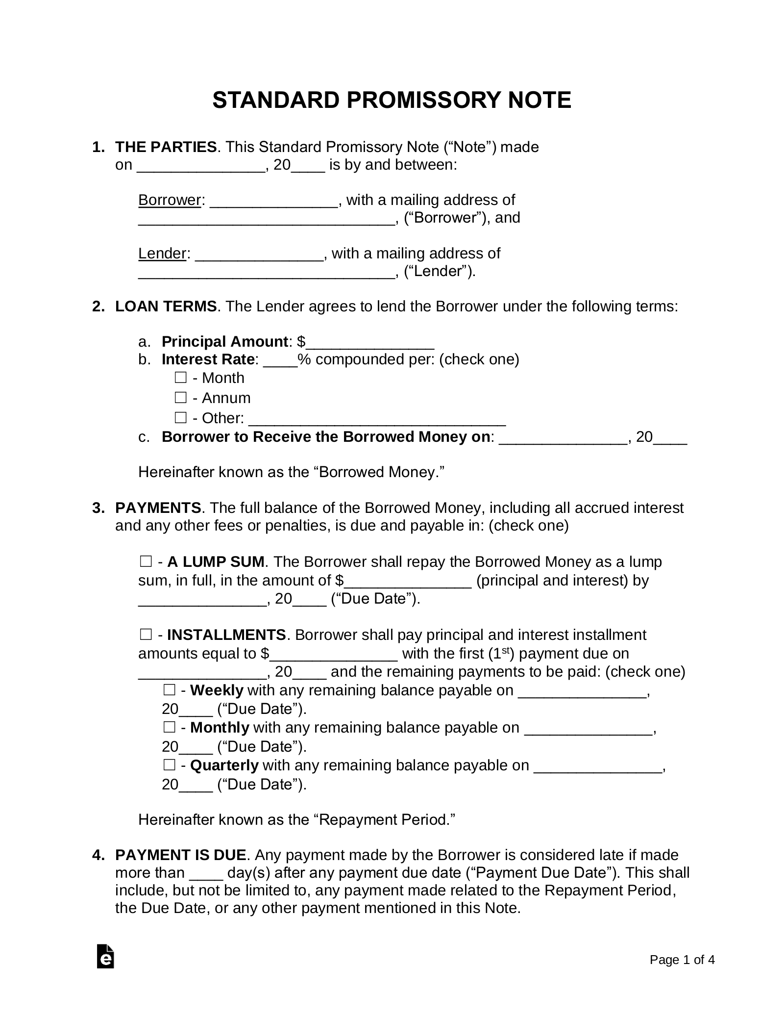 Free Promissory Note Templates - Pdf | Word – Eforms inside Promissory Note Template Sample