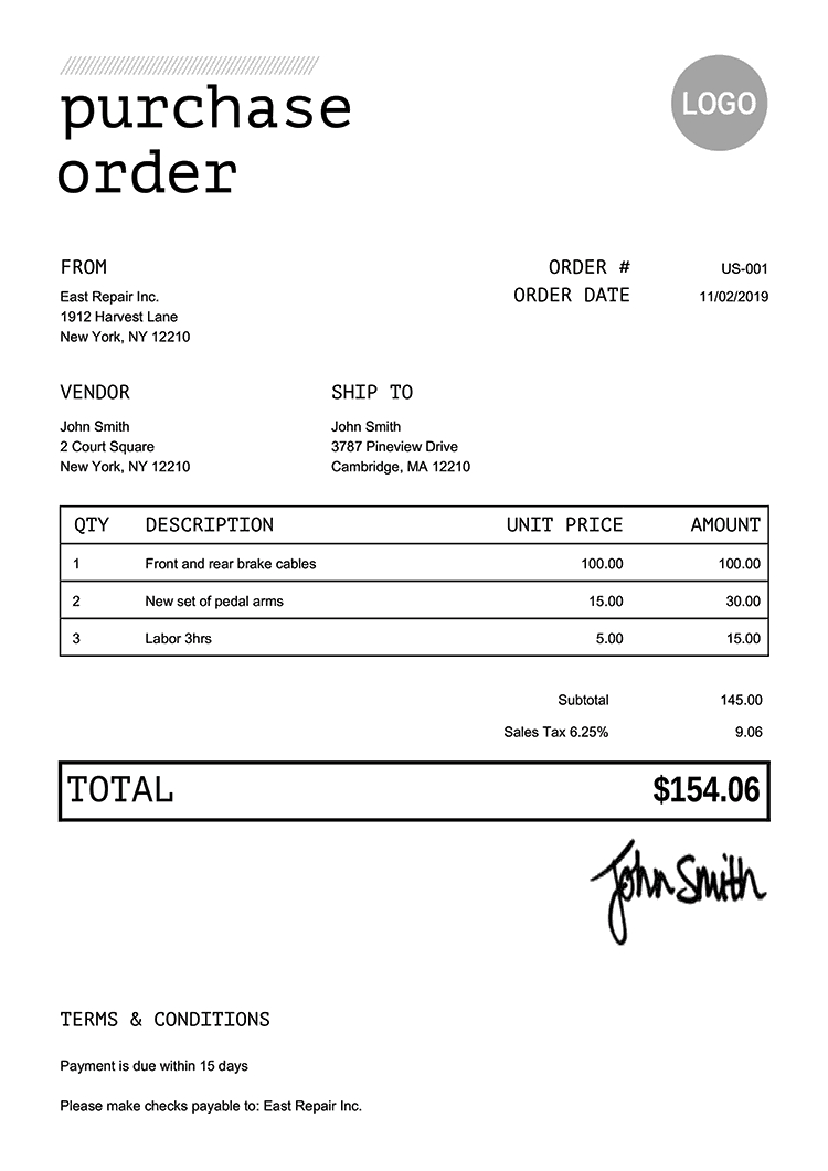 Free Purchase Order Templates | Quickly Create &amp;amp; Send As Pdf with regard to Purchase Order Form Template Sample