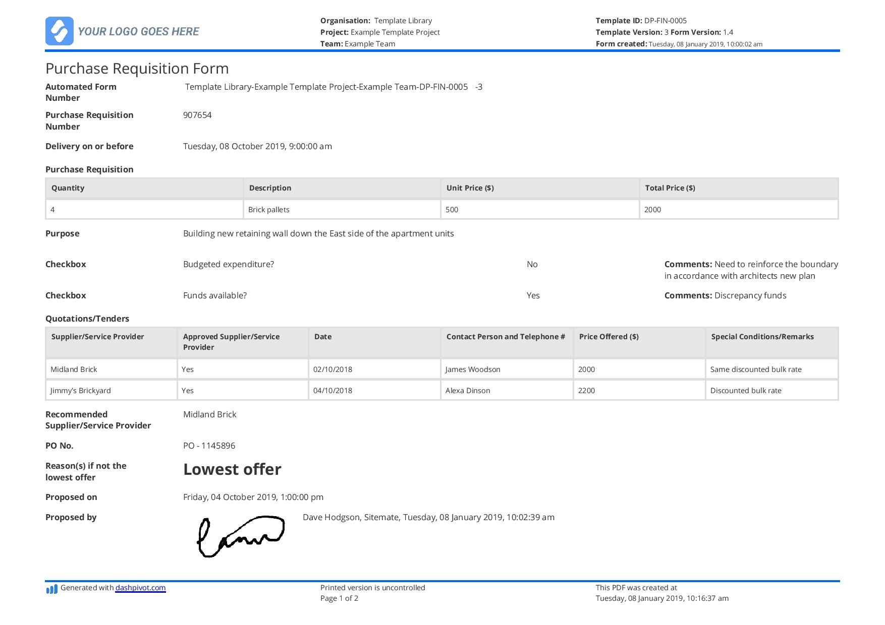 Free Purchase Requisition Form Template (Better Than Excel, Word, Pdf) with Requisition Form Sample Template