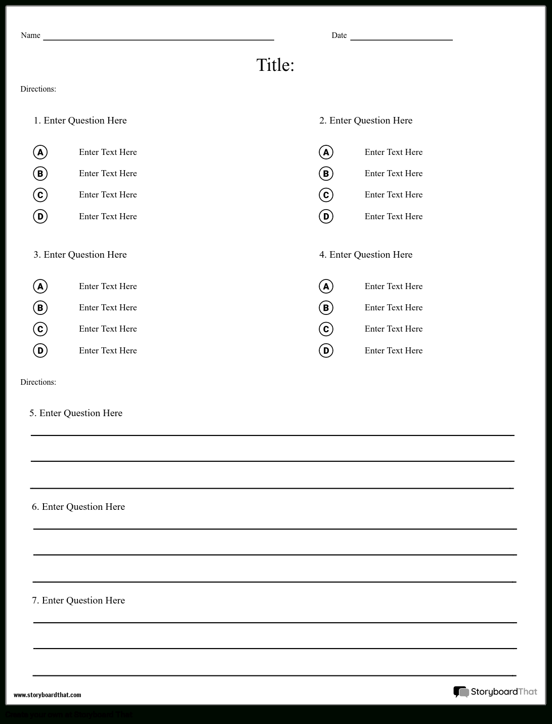 Free Quiz Maker: Online Templates For Teachers&amp;#039; Tests pertaining to Quiz Sample Template