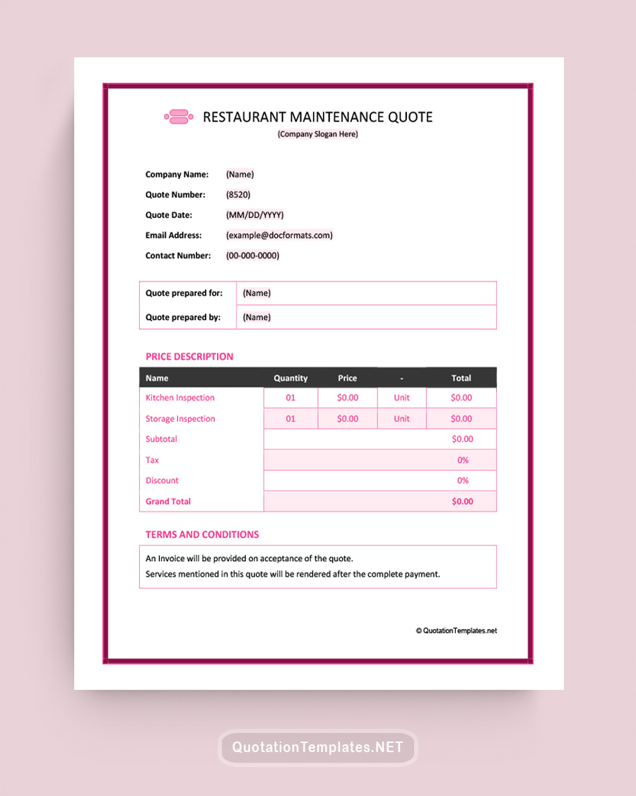 Free Quote Templates – Word, Excel, Pdf, Google Docs And Sheets with Quote Form Sample Template