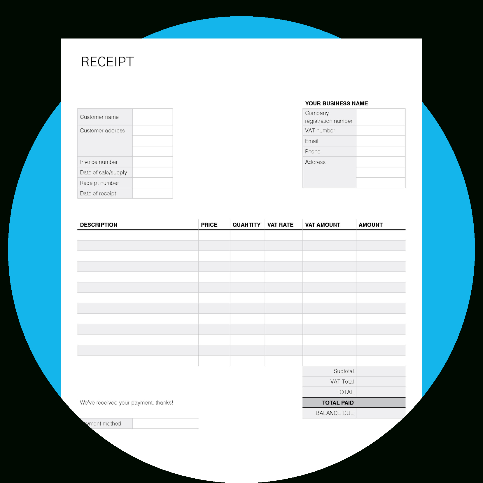 Free Receipt Template | Xero Uk in Receipt Template Free Sample