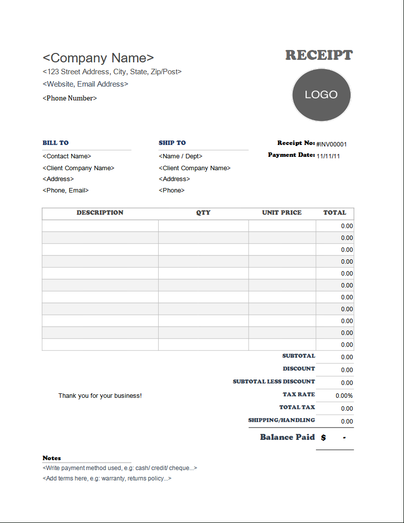 Free Receipt Templates regarding Free Receipt Sample Template