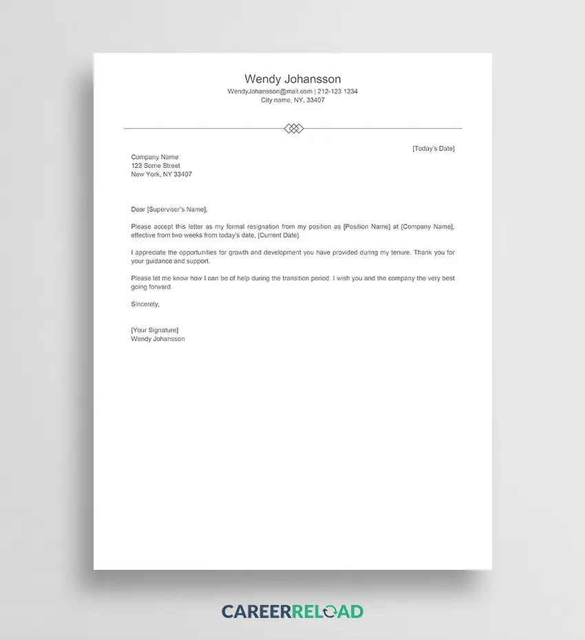 Free Resignation Letter Template - Download Or Copy Paste - Career intended for Resignation Letter Template Sample