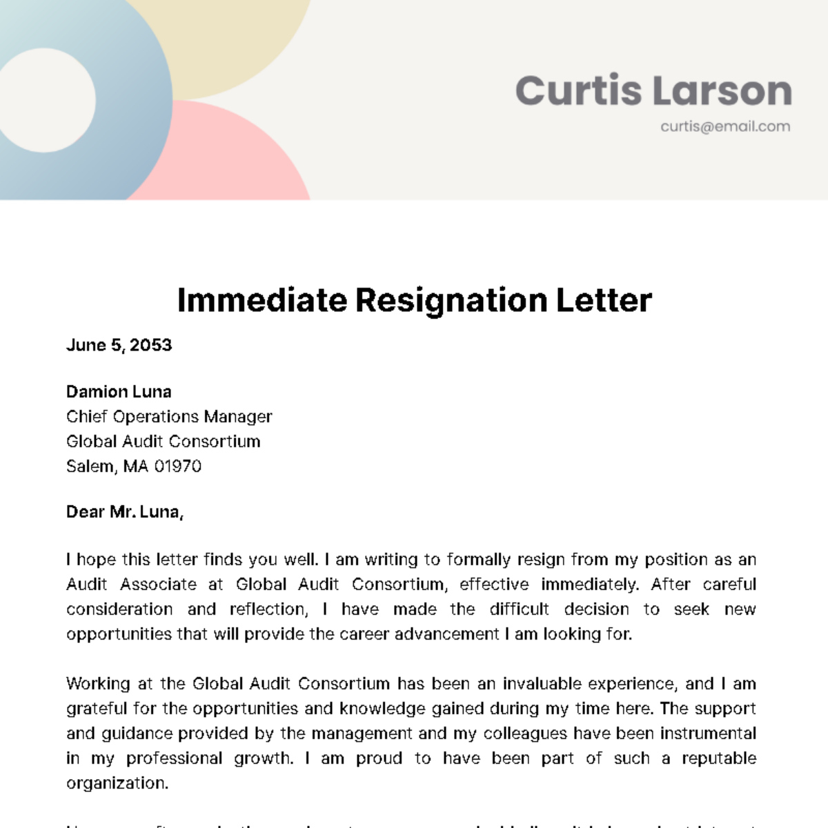 Free Resignation Letter Templates &amp;amp; Examples - Edit Online throughout Free Resignation Letter Sample Templates