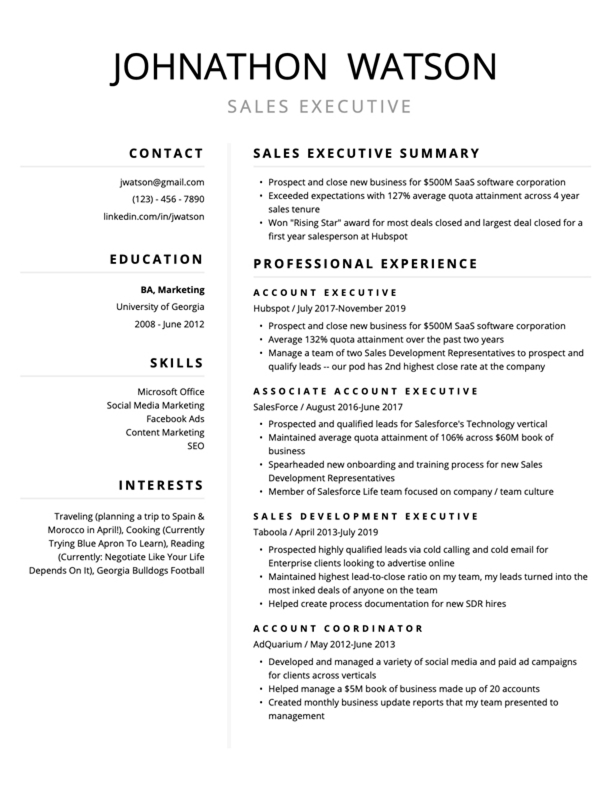 Free Resume Templates For 2024 (Edit &amp;amp; Download) | Resybuild.io inside Free CV Sample Template