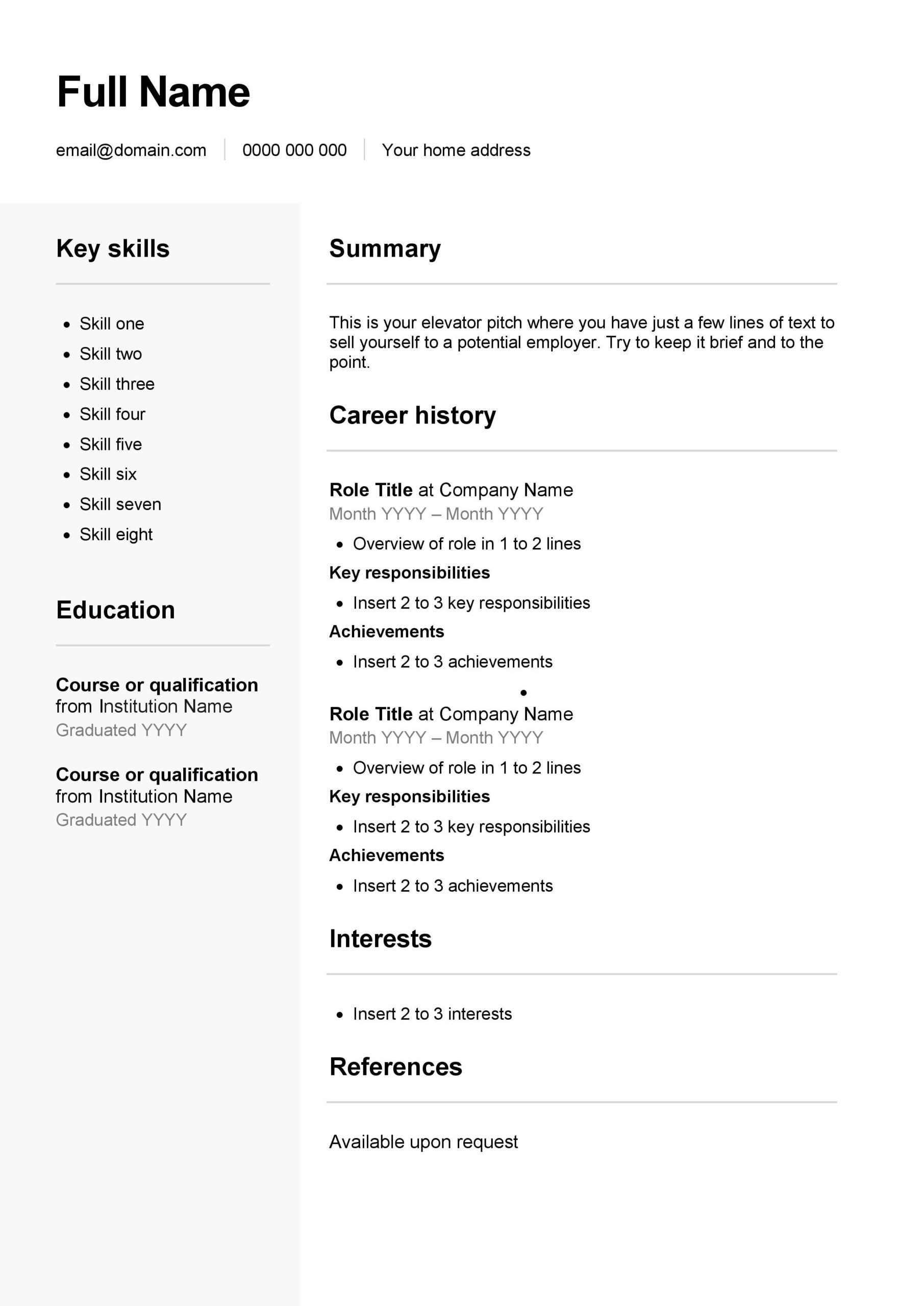 Free Resume Templates – Professional, Simple Or Modern - Jobstreet in Simple Resume Templates Sample