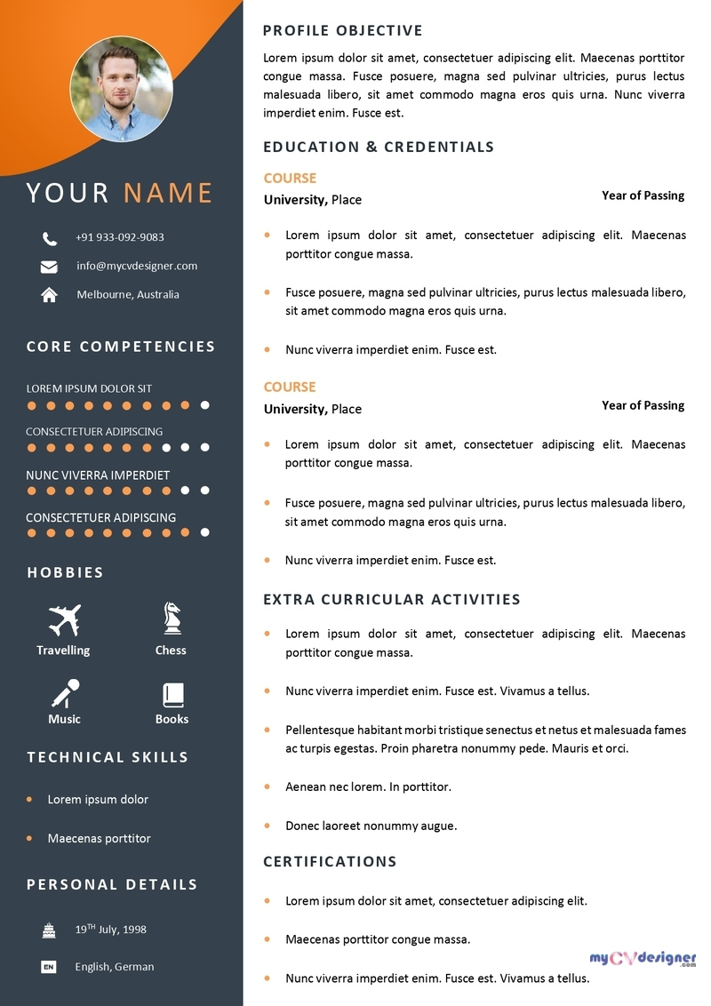 Free Resume Templates, Resume Sample Download - My Cv Designer in Downloadable Resume Sample Templates