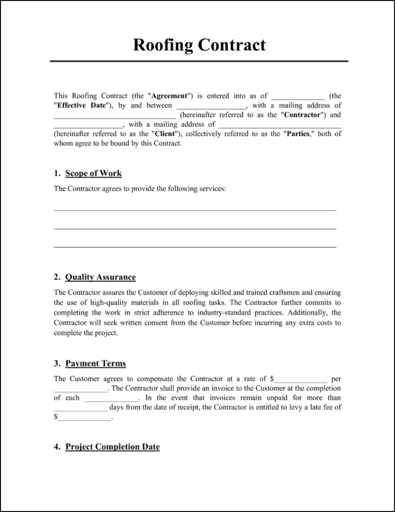 Free Roofing Contract Template - Bunnydoc intended for Roofing Contract Template Sample