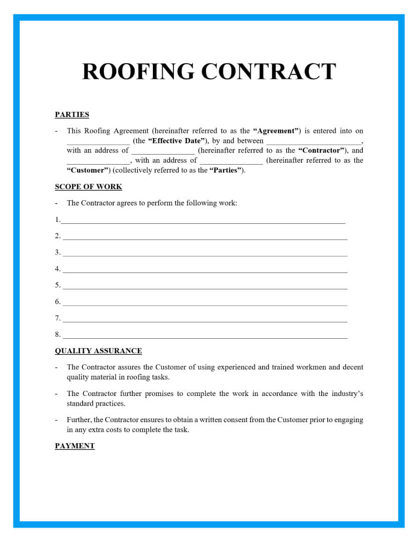 Free Roofing Contract Template Samples inside Roofing Contract Template Sample