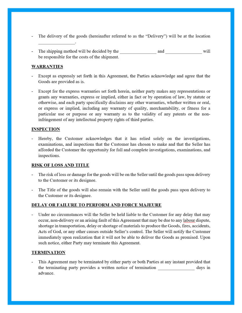 Free Sales Contract Template For Download in Sales Contract Sample Template