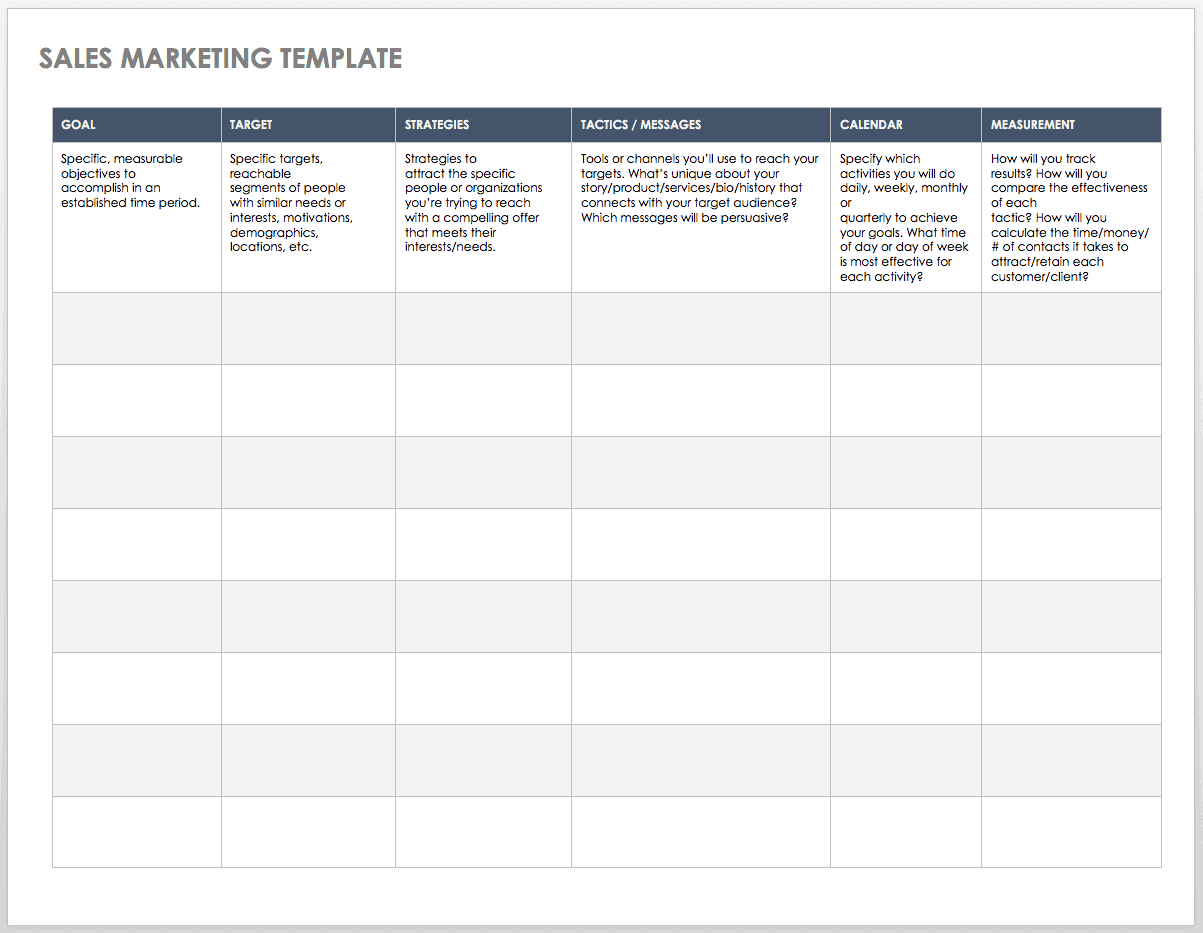 Free Sales Plan Templates | Smartsheet throughout Sales Plan Template Sample