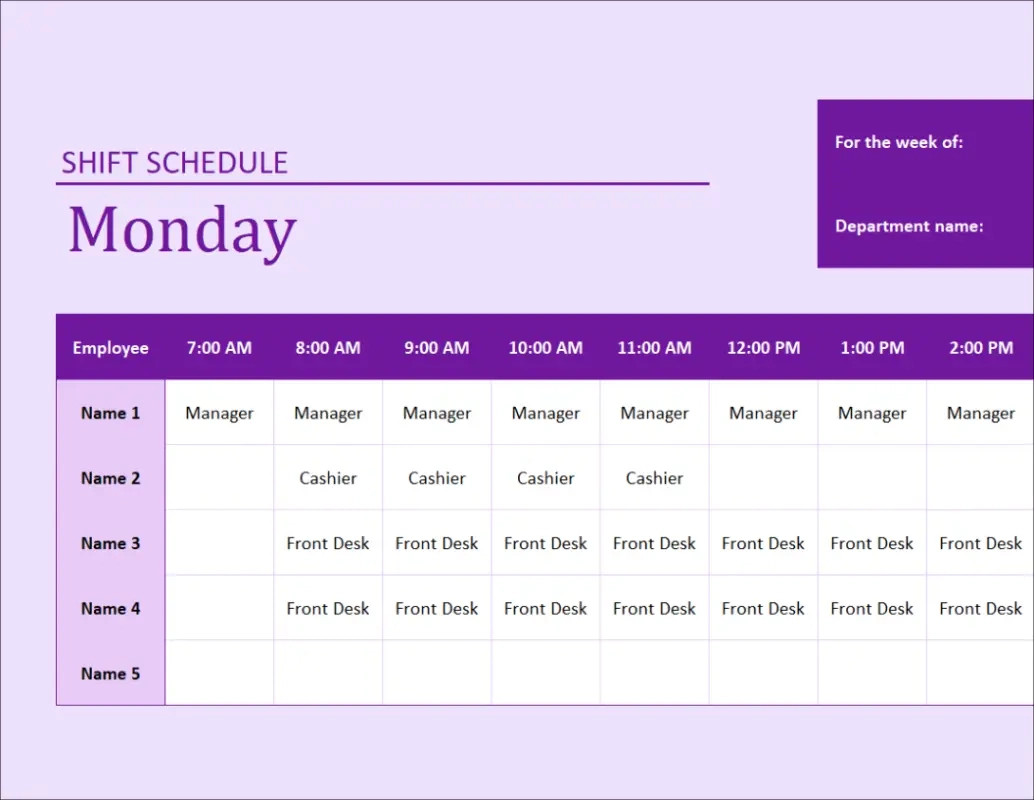 Free Schedule Templates | Microsoft Create throughout Employee Work Schedule Template Sample