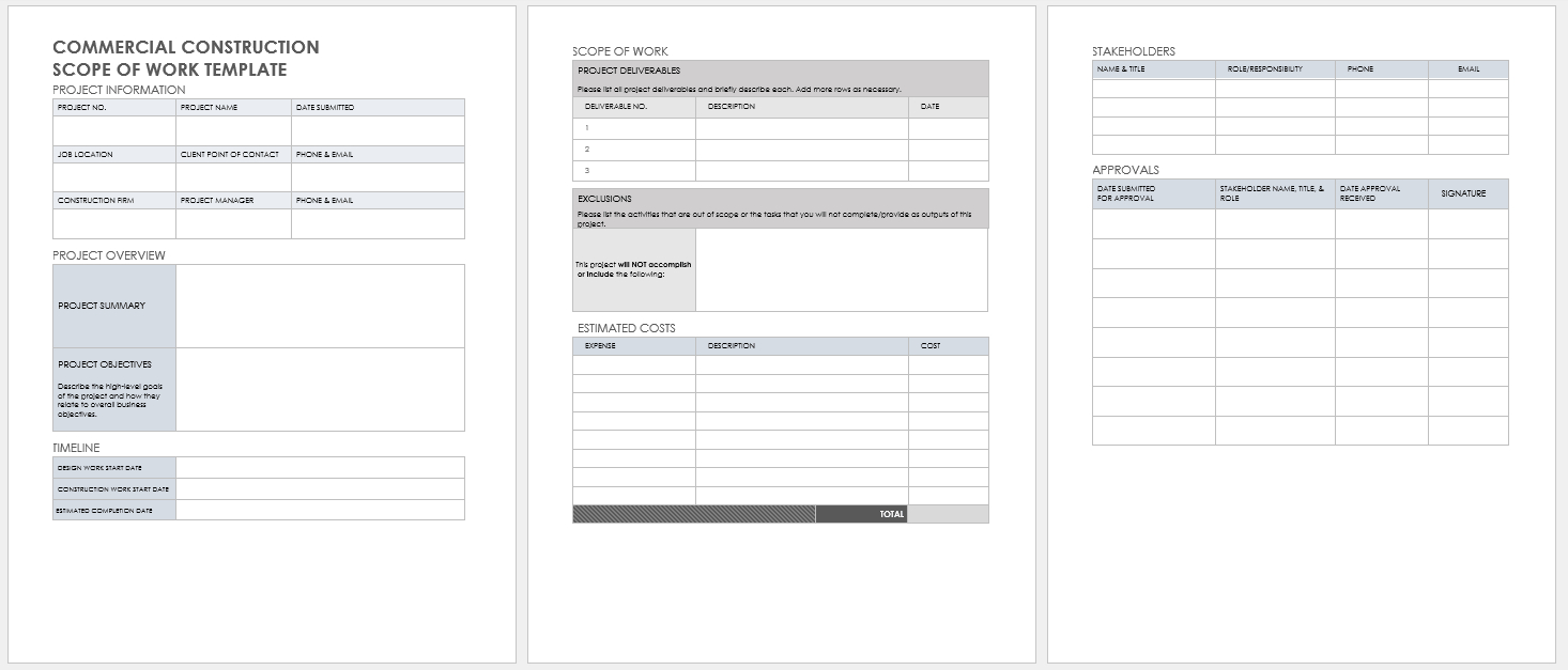 Free Scope Of Work Templates | Smartsheet regarding Scope of Work Template Sample