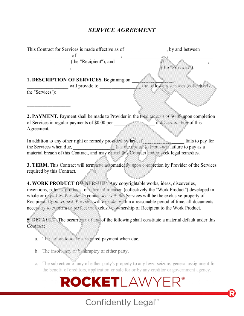 Free Service Agreement: Make &amp;amp; Download - Rocket Lawyer with Free Sample Service Agreement Template