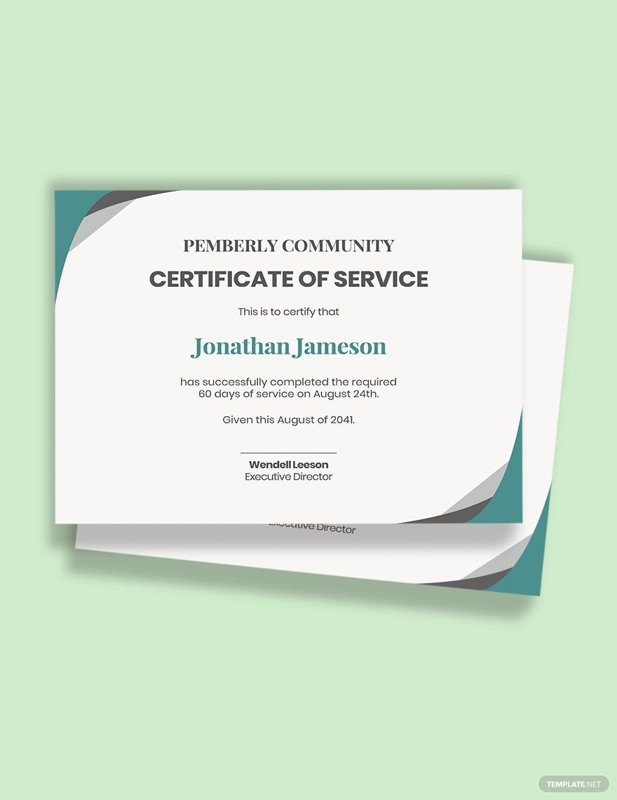 Free Service Certificate Templates &amp;amp; Examples - Edit Online in Certificate Of Service Sample Template