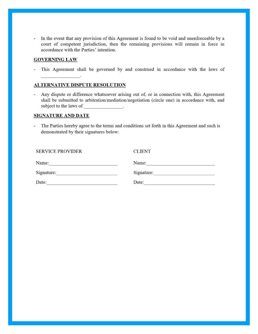 Free Service Contract Template for Agreement Contract Sample Template