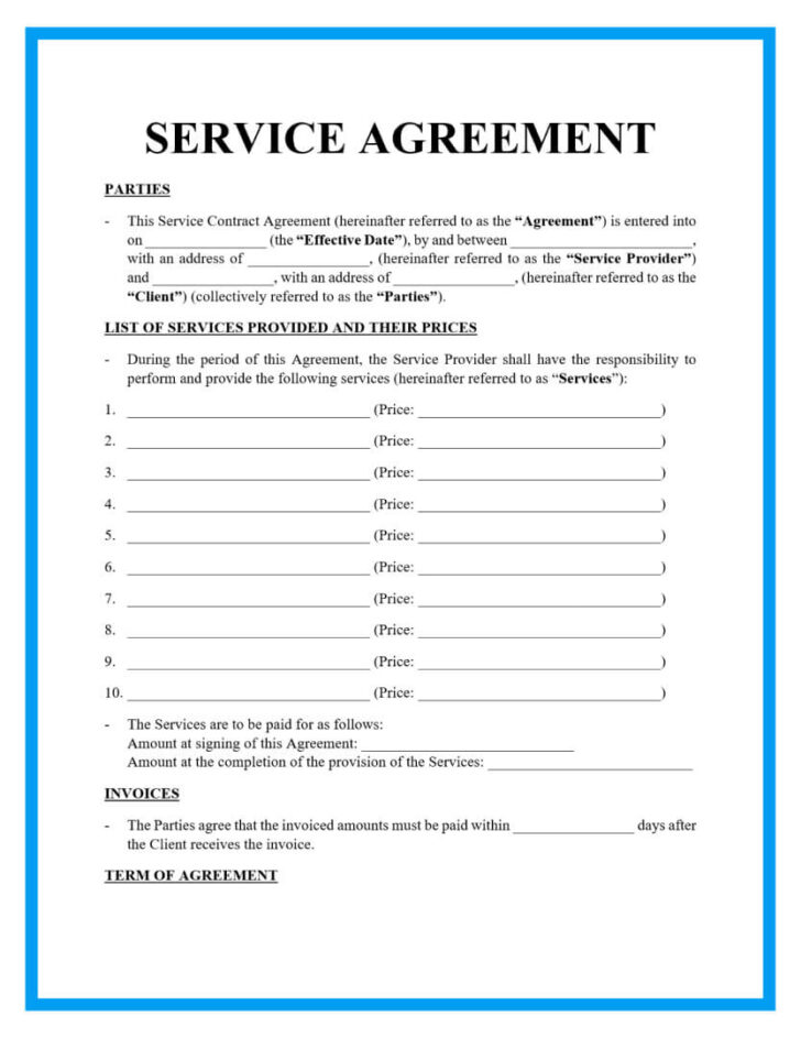 Agreement Sample Template