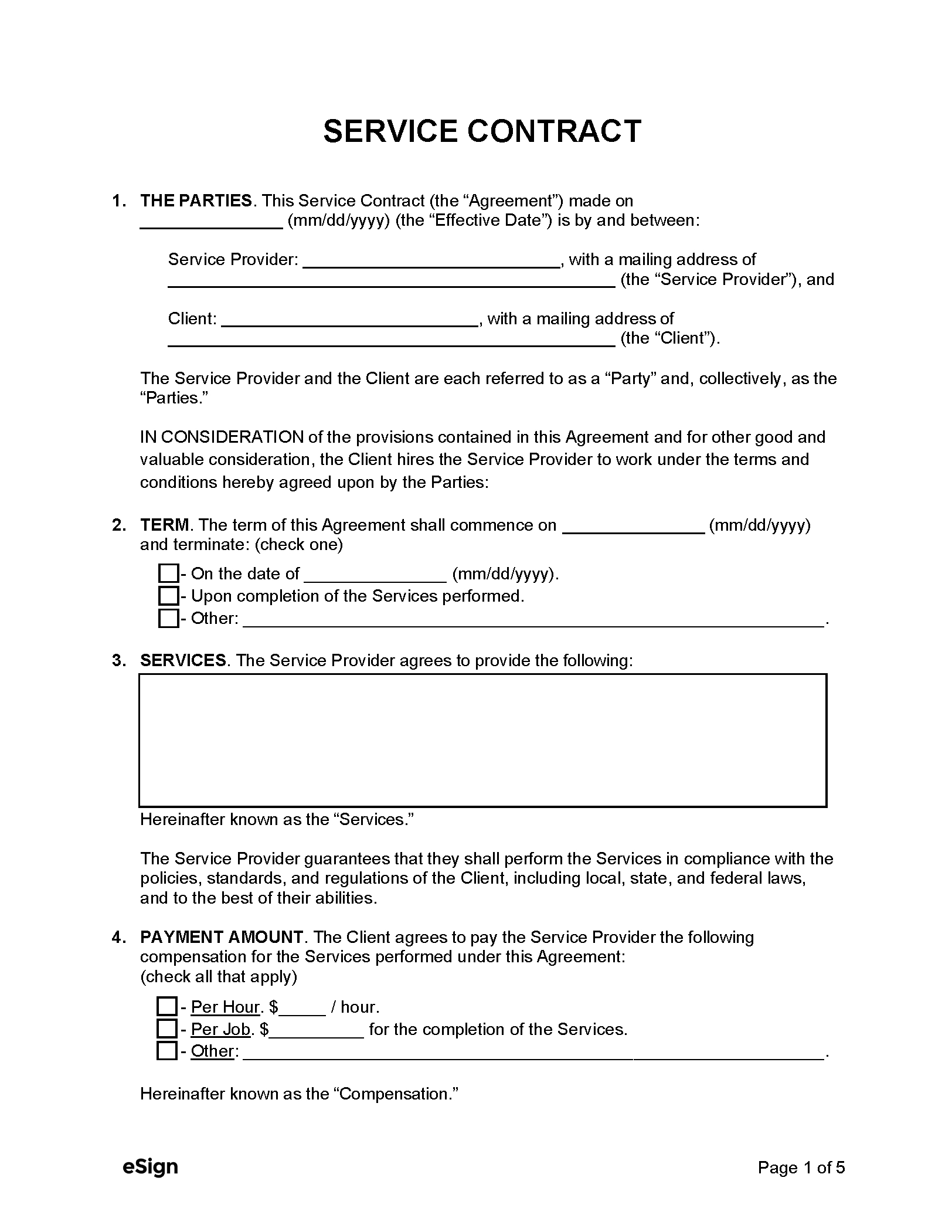 Free Service Contract Templates (20) | Pdf | Word throughout Free Service Level Agreement Sample Template