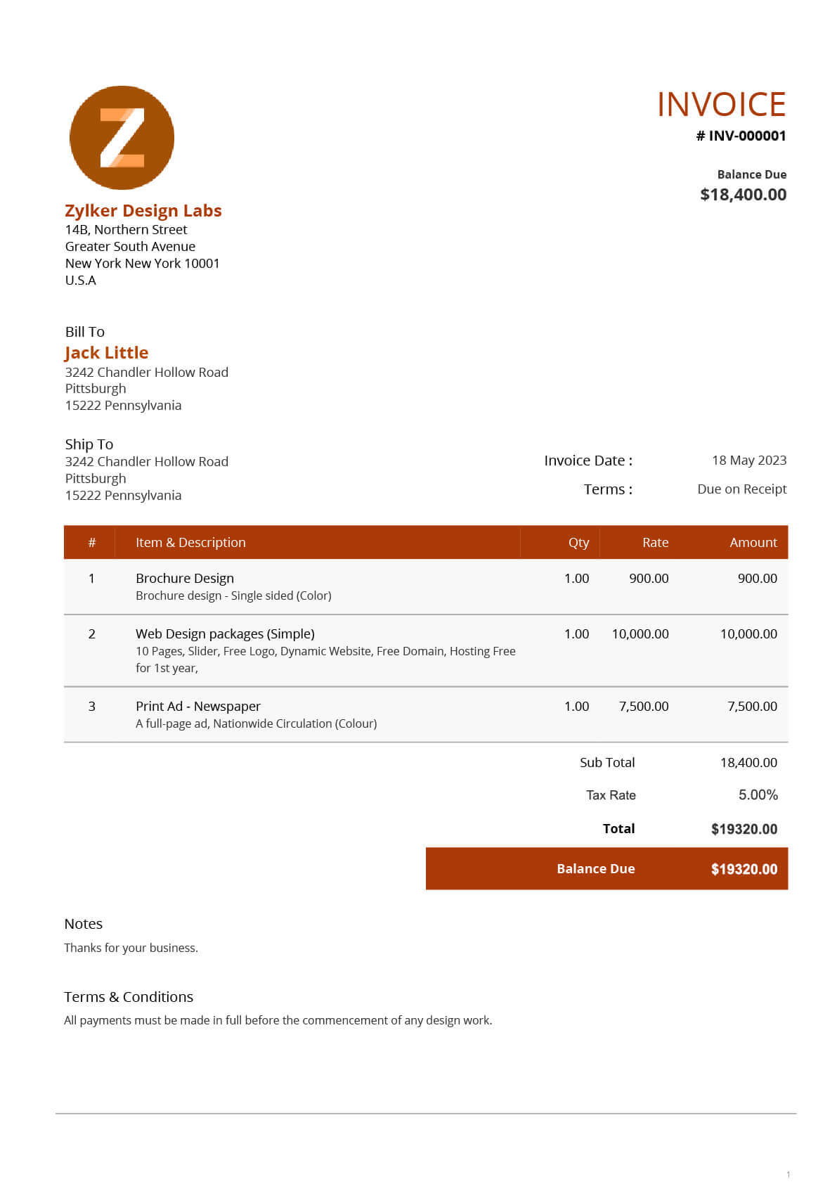 Free Service Invoice Template | Professional Invoices For Service in Invoice For Services Rendered Template Sample